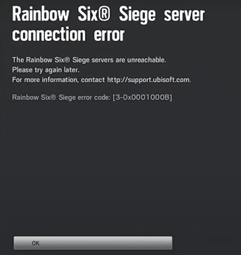 Code d'erreur 3-0x0001000b de Rainbow Six Siege: comment le corriger?