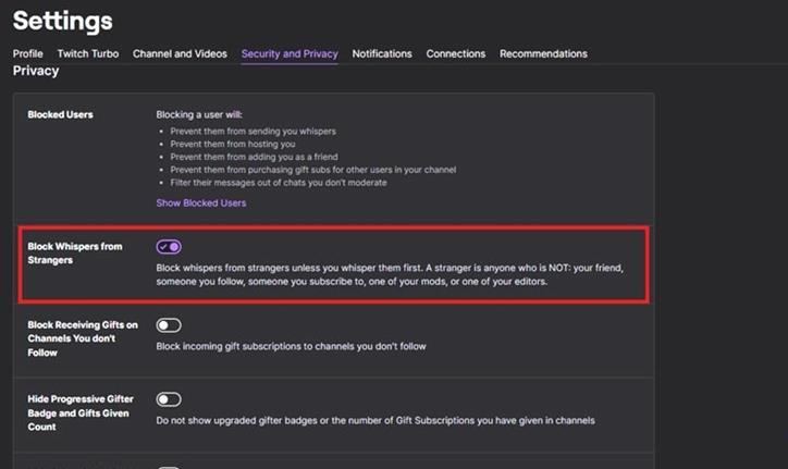 Twitch - Comment activer et désactiver les chuchotements