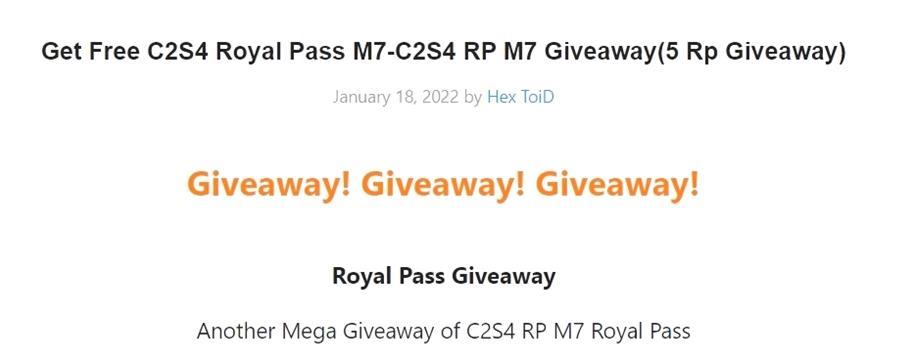 Legit & Real Royal Pass Giveaway Websites & Apps (January 2022)