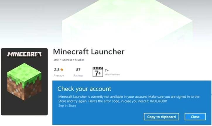 Le lanceur de Minecraft n'est actuellement pas disponible dans votre compte (correction)
