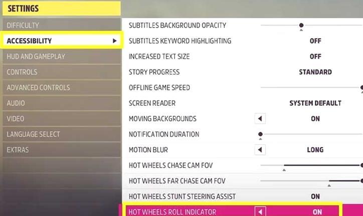 Comment désactiver l'indicateur de roulis dans Forza Horizon 5 Hot Wheels